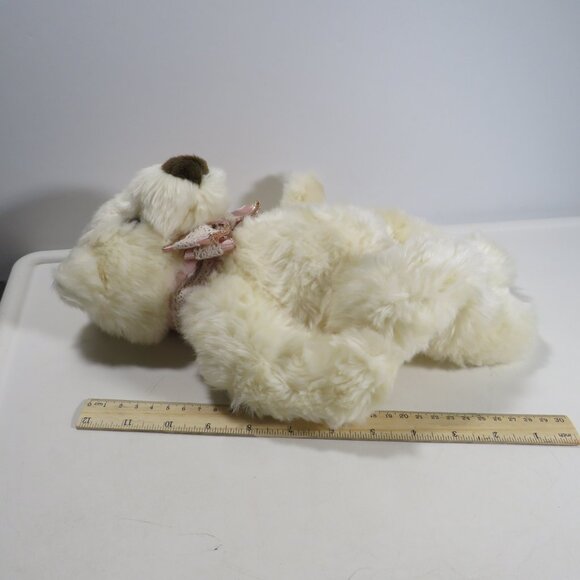 White Soft Bear with Pink Wired Ribbon & Lace Bow Valentine's Gift - Picture 4 of 11